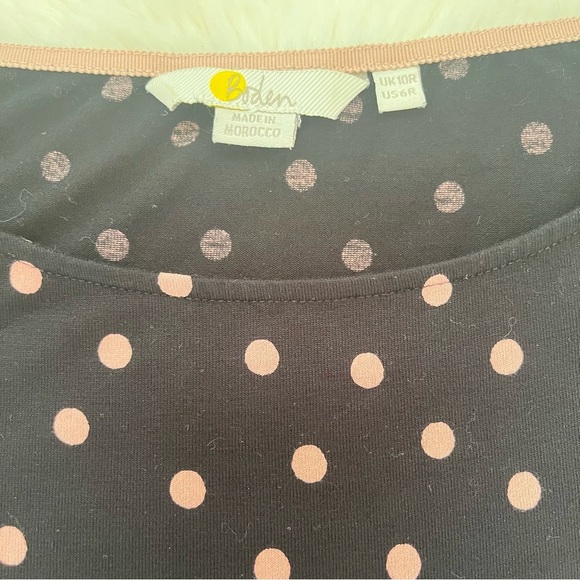 Boden Black and Pink Polka Dot Midi Dress - Picture 5 of 8
